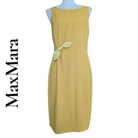 MaxMara Marigold Yellow Sheath Midi Dress Medium - Picture 2 of 10